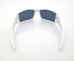 Men’s Sports Wrap Rectangular Sunglasses Matte White Frame Dark Smoke Tint Lens