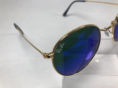 Ray-Ban RB3447 Round Gold Frame Light blue Lens Sunglasses 140MM