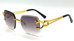 Men’s Rimless Gold Frame Elegant Hip Hop Square Clear Lens Retro Fashion Glasses