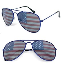 4 PAIRS Pilot Metal Frame USA American Flag Sunglasses United States stars