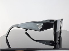 Prada PR19ZS Black / Grey Lens Cat Eye Oversized Sunglasses 100% UV