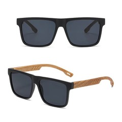 Square Sunglasses Wood Grain Frame UV400 Driving Outdoor Retro Style Glasses