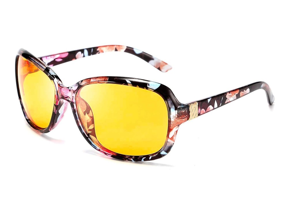 Classic Womens Night Glasses Driving Anti Glare Wrap Around Yellow Sunglasses