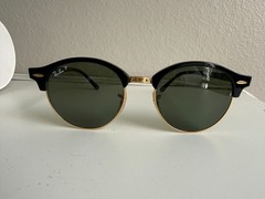 Ray-Ban RB4246 Clubmaster 901/58 Sunglasses Black Gold Frame Green Polarized