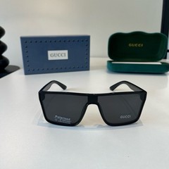 Gucci Men’s Square Sunglasses Logo Black Plastic Frame Gray Tinted Lenses