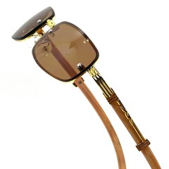 Rimless Sunglasses Rectangle Wood Grain Frame Brown Lens Men Hip Hop Lentes 2026