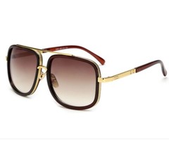Men Fashion Sunglasses Oversized Square Gold Flat Top Frame Hip Hop Fancy Black