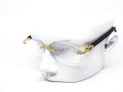 Eyewear Modern Designer Rectangle Retro Black Clear Lens Metal Luxury Woodgrain