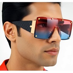 SUNGLASSES MEN CELEBRITY STYLE SHIELD FANCY FLAT TOP RETRO MODERN LENTES GAFAS