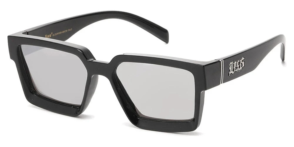 Locs Men’s New Square Black Frame Assorted Color Mirror Lens Logo Sunglasses