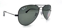 Genuine Ray Ban 3025 002/58 Black Classic Aviator Sunglasses Polarized 55 mm
