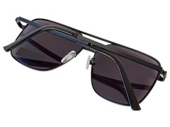 Men’s Sean John Solid Black Sunglasses Grey Tinted Lenses Big Pilot Style – New