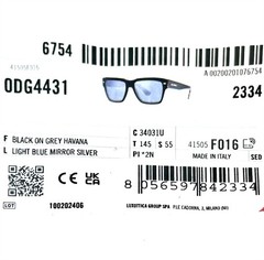 Dolce Gabbana Sunglasses Shiny Black on Gray Havana Blue DG 4431 3403/1U w/case
