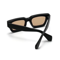 Classic Matte Black Thick Square Frame Chunky Brown Tinted Lens Sunglasses