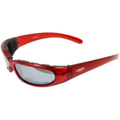 Global Vision Chicago Padded Motorcycle Sunglasses Red with Flash Mirror Lenses