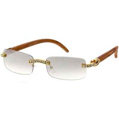 Eyewear Modern Designer Rectangle Retro Black Clear Lens Metal Luxury Woodgrain