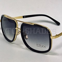 Mens Metal Sunglasses Shades Gold Frame/Bar Oversize Square Designer Quality