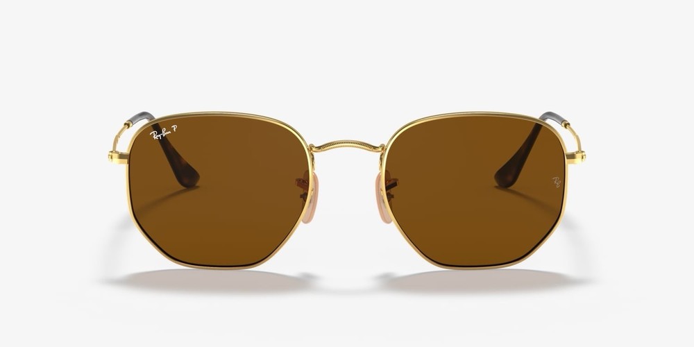 Ray-Ban Hexagonal Sunglasses Gold/Brown Polarized – Excellent condition