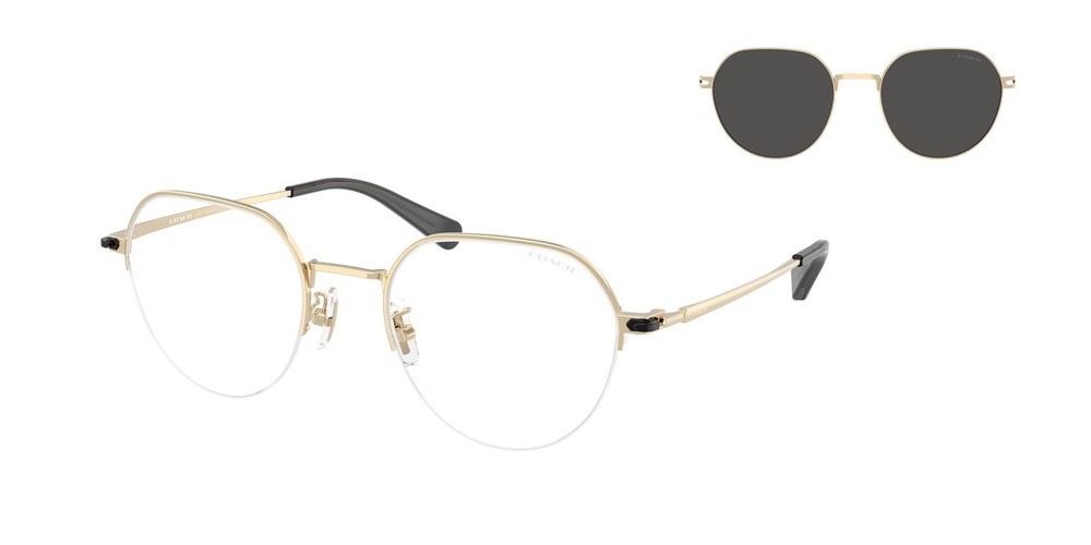 COACH HC7179 900587 Cae81 Shiny Light Gold Grey Solid 52 mm Men’s Sunglasses