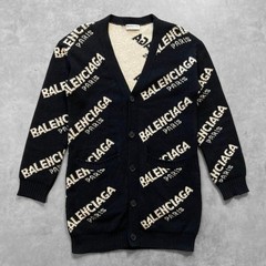 USED CLASSIC BALENCIAGA DEMNA ERA LOGO ALL-OVER PRINT CARDIGAN, SIZE S, CAMEL/