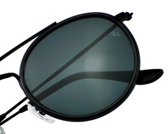 Ray-Ban Sunglasses RB3647N Round Double Bridge Black Frame Blue Grey Lens 51mm