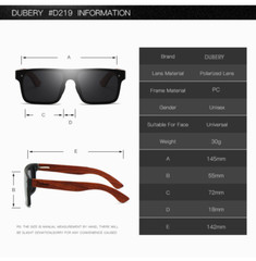 DUBERY Rimless Wooden Temple Polarized Sunglasses UV400 Men Red Wood Goggles