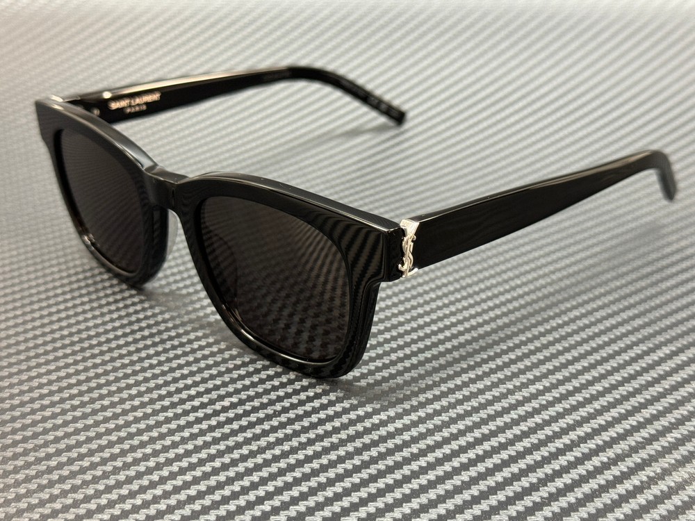 SAINT LAURENT SL M124 001 Black Dark Grey Unisex 49 mm Medium Sunglasses