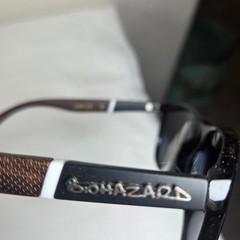 Biohazard Sunglasses Black Square Frame Wood Grain Arms UV400 Protection NEW