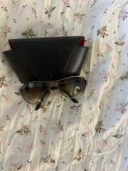 Vintage Ray-Ban RB3342 Warrior 004/51 Silver Metal Aviator Brown Gradient Lens