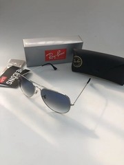 Ray Ban Sunglasses Aviator Silver 3026 Blue Gradient Lenses 62 mm 3026-2