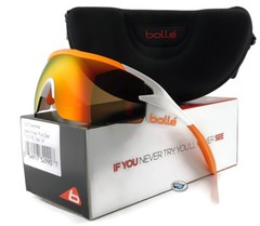 New BOLLE AEROMAX Sunglasses | 12273 Matte White Orange / TNS Fire Lens