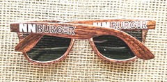 NN Burger Branded Wood Grain Sunglasses Retro Style