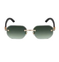 Rimless Green Gradient Sunglasses Luxury Gold Metal Frame Unisex 60mm