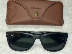 Ray-Ban RB2132 New Wayfarer Sunglasses Black, 901, 52-18, 3N / Used Condition