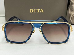 Dita LXN-EVO DT DTS403-WTI-GLD-57 Matte BlUE/ Gold Metal Sunglasses Yellow Lens