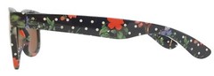 FORECAST SAMPLE WOMEN’S ZIGGIE SUNGLASSES, BLACK FLORAL FRAME, BROWN LENS
