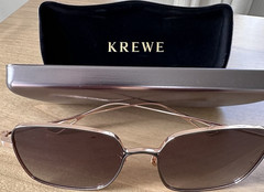 Krewe Dille Square Sunglasses Gold Metal Frame Brown Tinted Plastic Lens Men