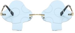 ENTHYI Mushroom Shape Sunglasses for Women Irregular Rimless Eyewear Blue