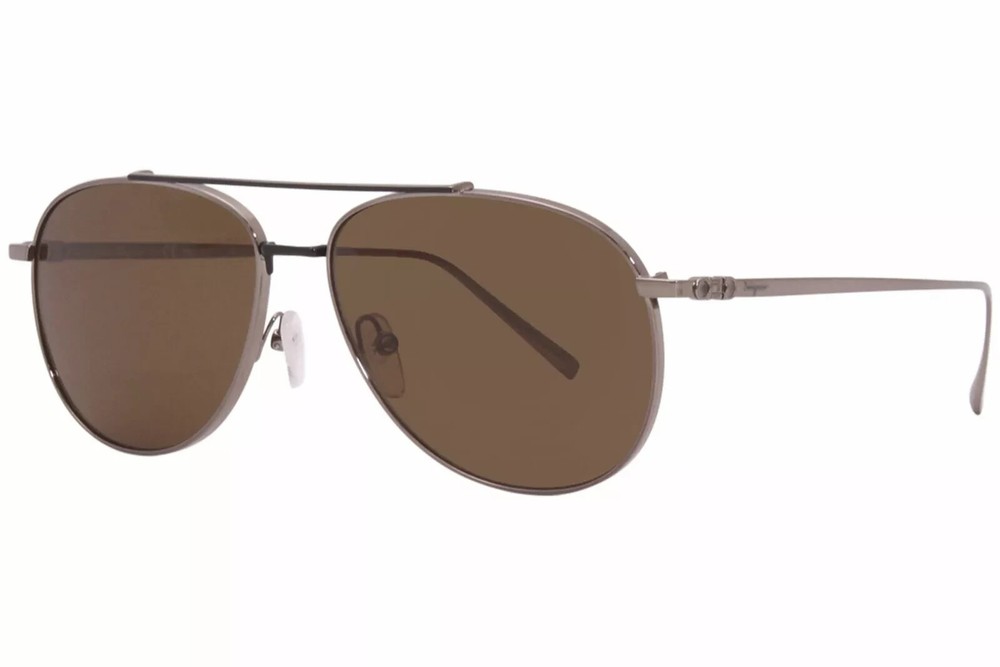 Salvatore Ferragamo SF201S 035 Sunglasses Men’s Shiny Gunmetal/Brown Lenses 60mm