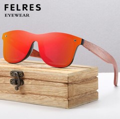 Polarized Classic Rimless Wood Sunglasses For Men Women Wooden Temple Glasses