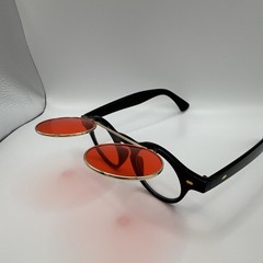 All Round Sunglasses Black Plastic/Metal Frame Red Tinted Plastic Lenses UV400