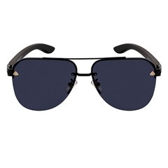 Maybach Large Rimless Metal Aviator Sunglasses Black Frame Dark Smoke Lens MH3
