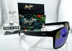 MAUI JIM RED SANDS MJ B432-2M MATTE BLACK W/ BLUE HAWAII POLARIZED SUNGLASSES
