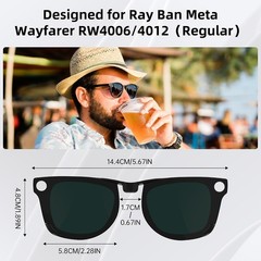 2Pcs Polarized Clip for Ray-Ban Meta Wayfarer & Gen 2 (RW4006/RW4012 Standard 50