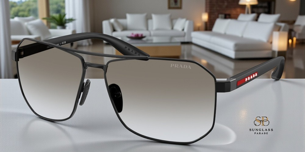 PRADA LINEA ROSSA PS A53S 1BO5O0 Matte Black Grey Gradient 62mm Men’s Sunglasses