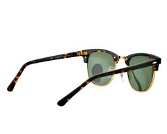 Ray-Ban RB3016 Clubmaster Sunglasses Tortoise Frame Green Lens 51mm