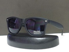 Classic Retro Designer Sunglasses Matte Black Frame Dark Lens + Soft Bag #Wf01