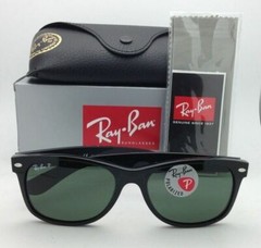 New Ray-Ban Sunglasses NEW WAYFARER RB 2132 901/58 55-18 Black w/Green Polarized
