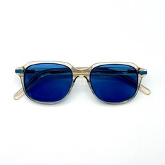 Kartell Sunglasses KL020S 04 Transparent Crystal Geometric Frame Blue Lens 51mm
