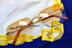 Cartier vintage y2k rimless 18k 750 solid gold sunglasses glasses Grain De Riz